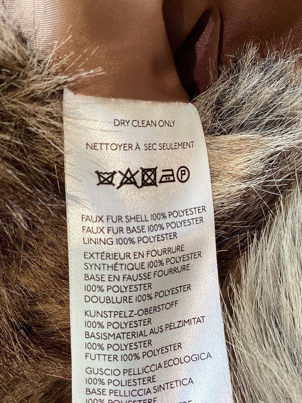 Anthropologie Faux-Fur Cropped Jacket Maeve Rae Collared New Large Brown Mink - Picture 14 of 14